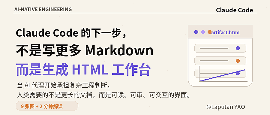 Claude Code 的下一步，不是写更多 Markdown，而是生成 HTML 工作台